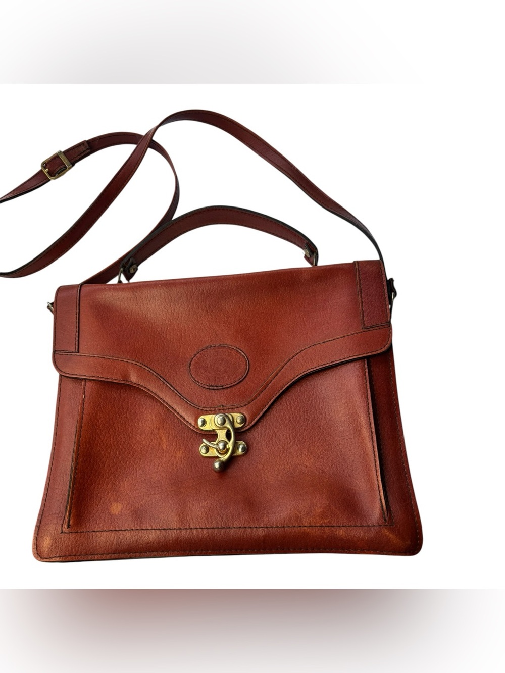 Vintage Oroton Australia Brown Leather Satchel Crossbody Shoulder Bag Top Handle